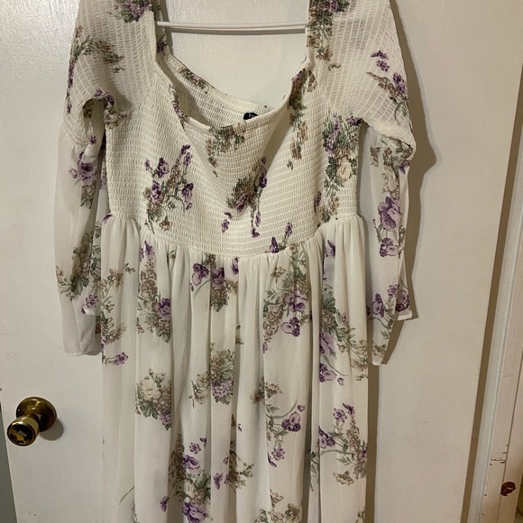 torrid Dresses & Skirts - torrid White Maxi Dress with Purple Floral Accents size 1